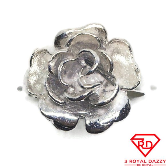 Rose Flower ring band 925 Solid silver S7 - Picture 2 of 4